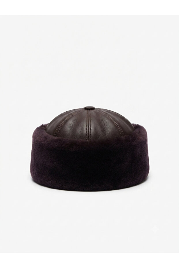 Genuine Leather Muton Fur Kalpak Bork Hat Ushanka Russian Mountaineer Headgear