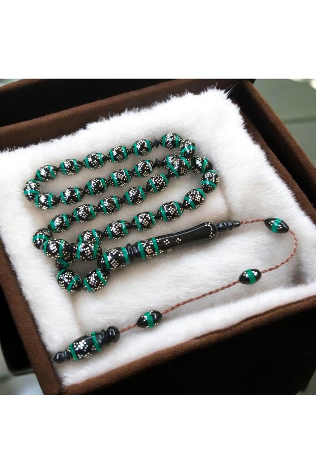 Silver Enamel Embellished Special Design Pyramid Yon Arpa Cut Kuka Prayer Beads – Handcrafted, Dignified and Stylish Model Prayer Beads