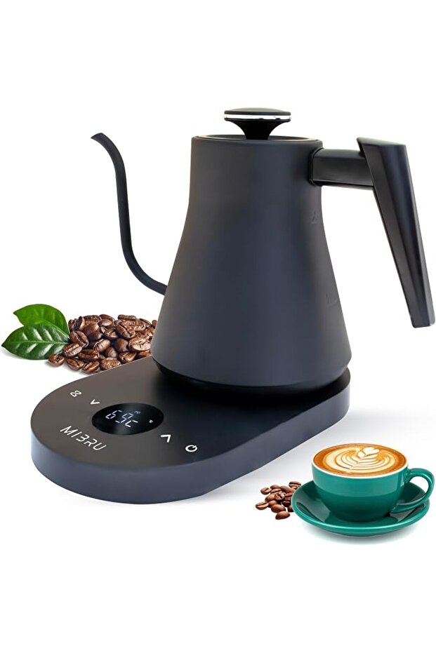 Electric Coffee Brewing Water Heater 800ml Gooseneck Kettle with Temperature Control and Auto Shut-Off, Workable Panel