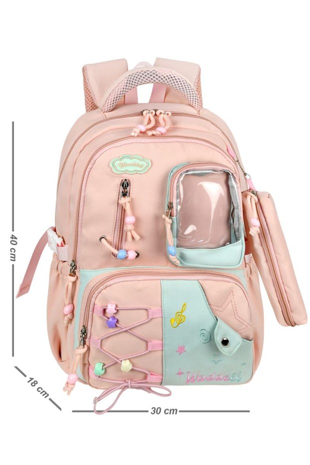 Imported Orthopedic Backpack 26904 Primary School Middle School Bag Powder (with Pen Holder Gift)