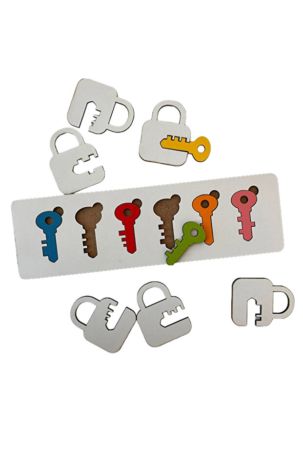 Wooden Key and Lock Matching Game