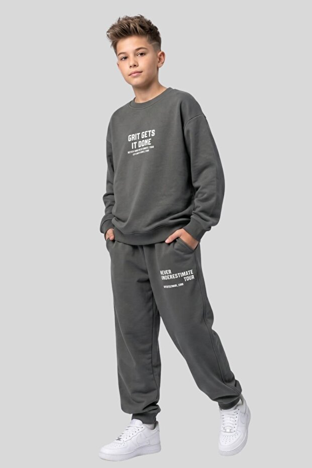Boys' Letter Printed Sweatshirt and Bottom Sweatpants Set