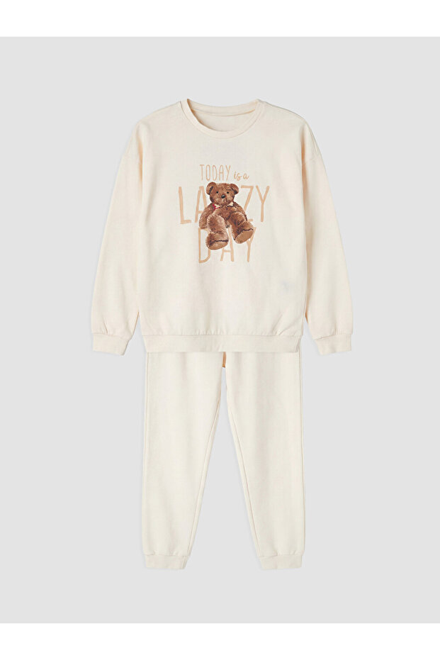 Esvab • Modern & Distinctive Zero Roba Collar Printed Girls' Pajama Set