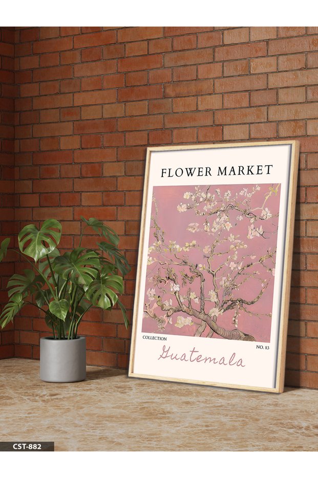 Flower Market Almond Blossom One Piece Wooden Framed Painting