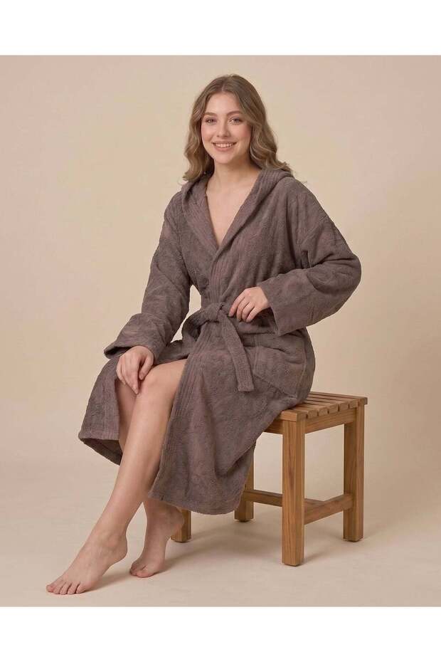 Grey Hooded Bathrobe XXL 122cm