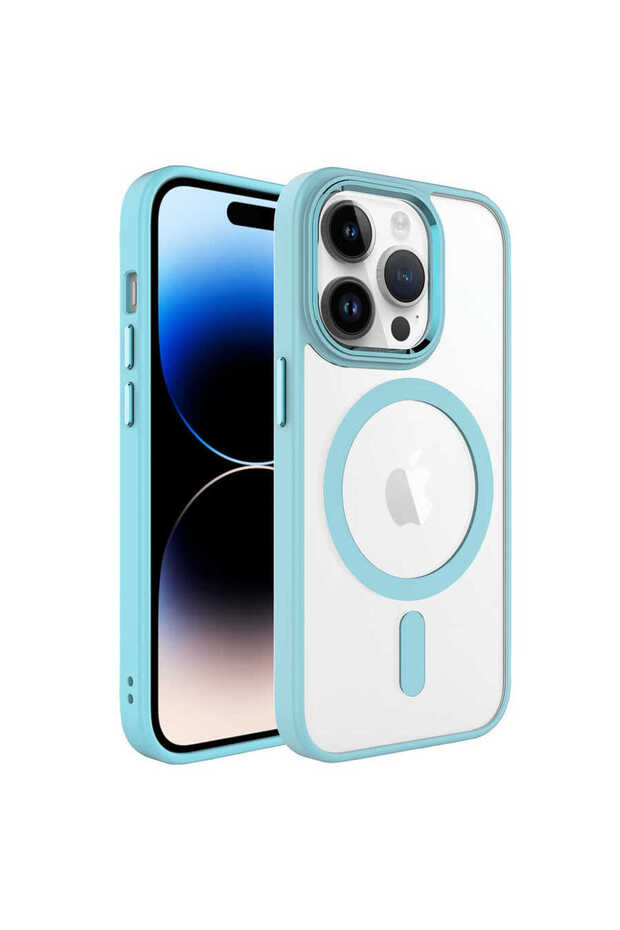 iPhone 14 Pro Max Case Magsafe Transparent Back Face Camera Raised Silicone Cover