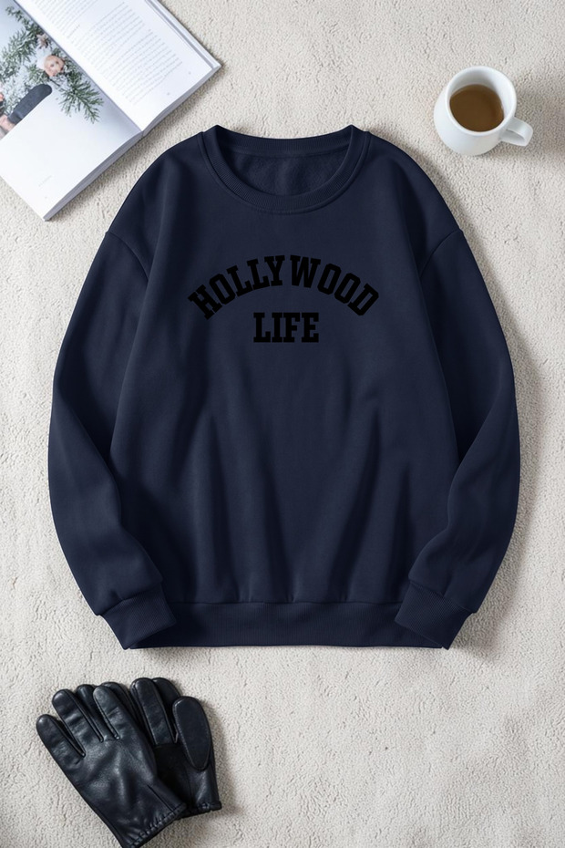 Unisex Hollywood Life Printed Crew Neck Sweatshirt