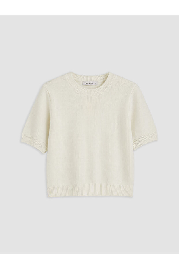 Lcw Vision White Short Sleeve Women's Knitwear Sweater
