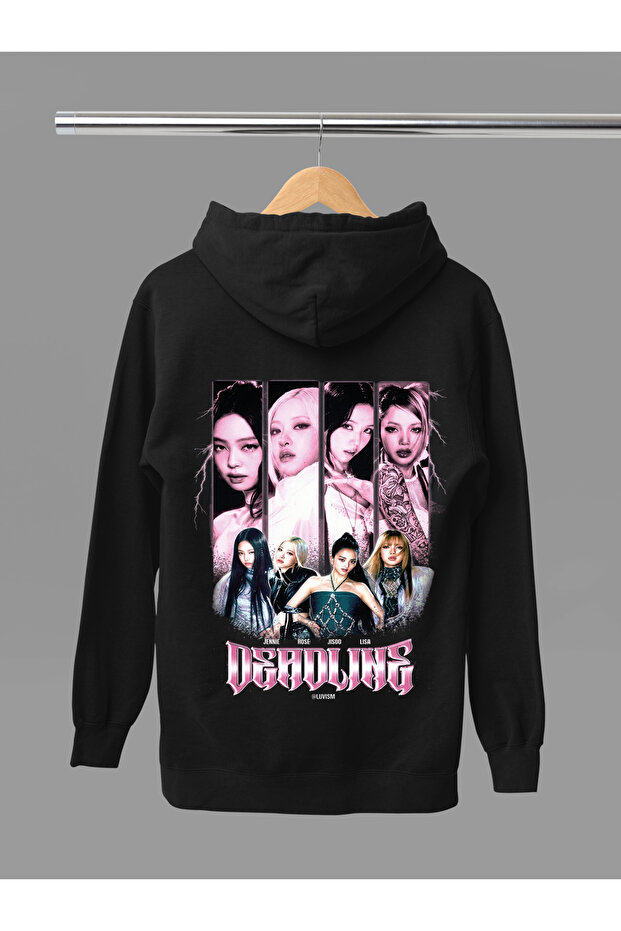 Blackpink K-Pop Band Printed Cotton Long Sleeved 3-Yarn Hooded Sweatshirt