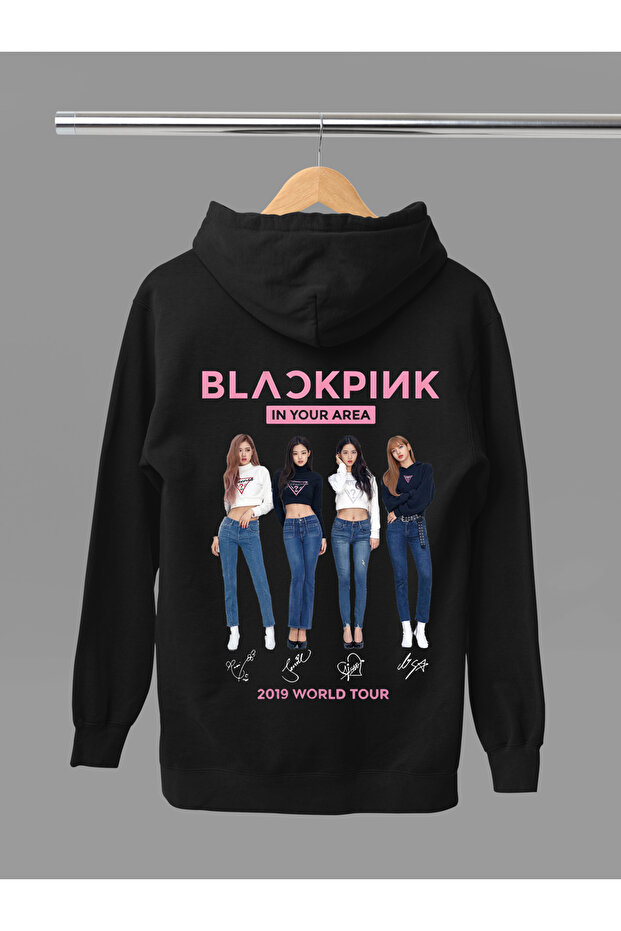 Blackpink K-Pop Band Printed Cotton Long Sleeved 3-Yarn Hooded Sweatshirt