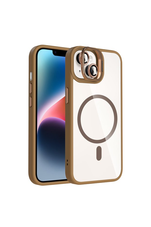 iPhone 13 Case with Camera Stand, Magsafe Supported, Transparent Back, Silicone Marçev