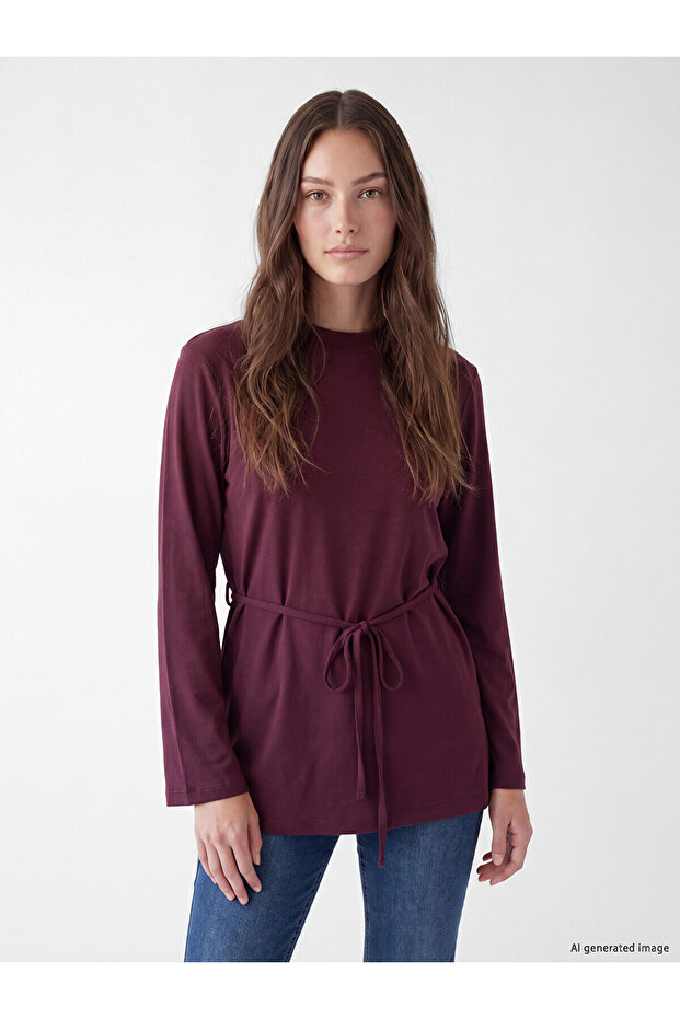 Lcw Modest Mürdüm Crew Neck Women's Sweatshirt Tunic