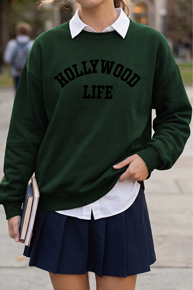 Unisex Hollywood Life Printed Crew Neck Sweatshirt
