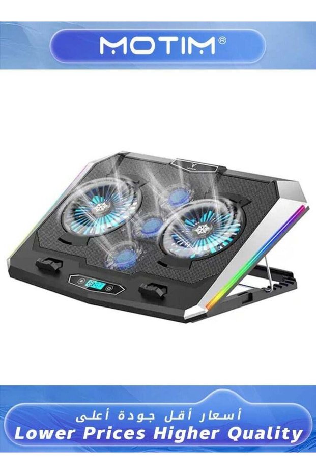 Laptop Cooling Pad LED Cooler for 10-15.6 inch Laptop Laptop Fan Cooling Pad with 5 Quiet Fans and LCD Screen 7 Heights Adjustment Laptop Cooler Stand and 2 Port