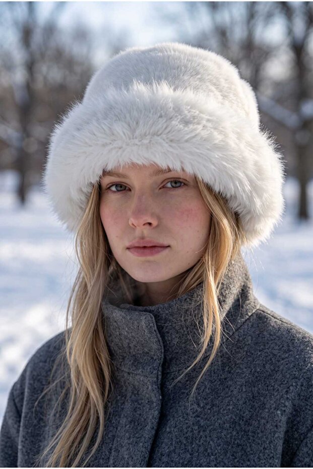 Women's Winter Plush Fur Bucket Beanie Hat