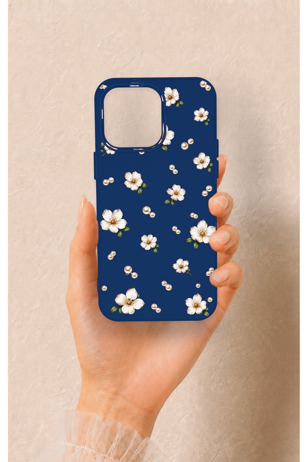 iPhone 15 Pro Max Compatible Daisy Pearl Pattern Silicone Case
