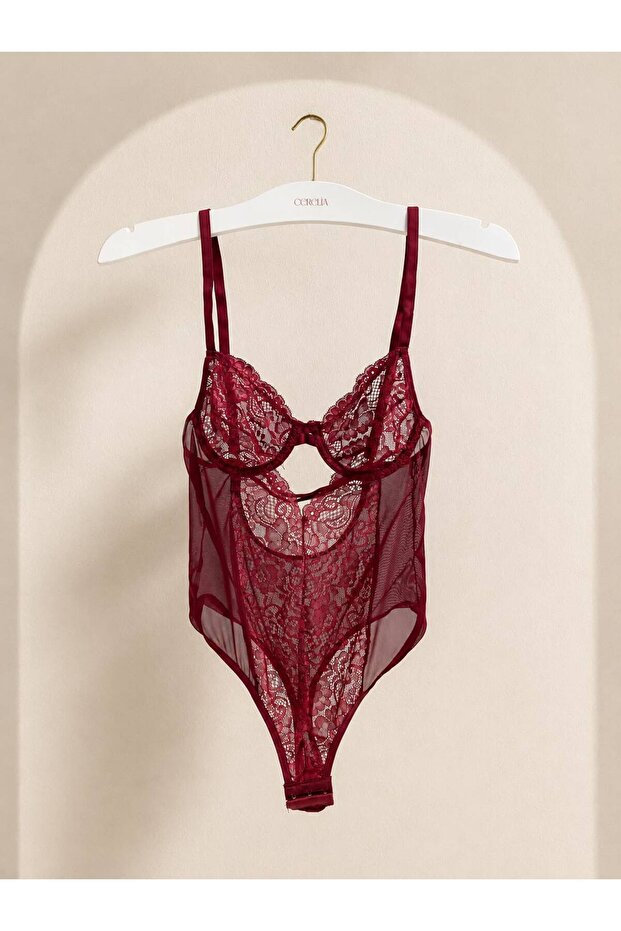 DANTEL TRANSPARAN BODYSUİT