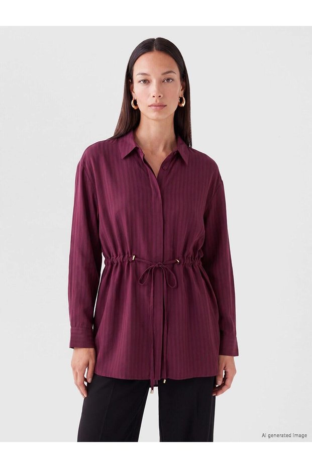Beli Lace-Up Striped Women's Shirt Tunic (W6)