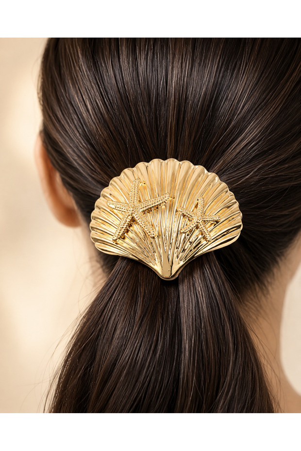 Mussel Figured Gold Color Metal Buckle
