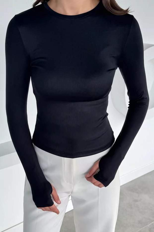 Women's Crew Neck Lycra Blouse