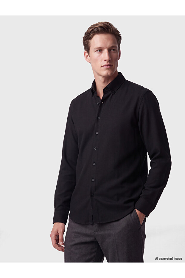Southblue Black Slim Fit Men's Shirt