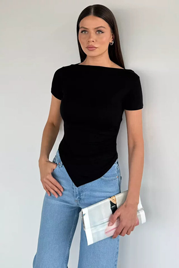 Women's Asymmetrical Cut Lycra Blouse