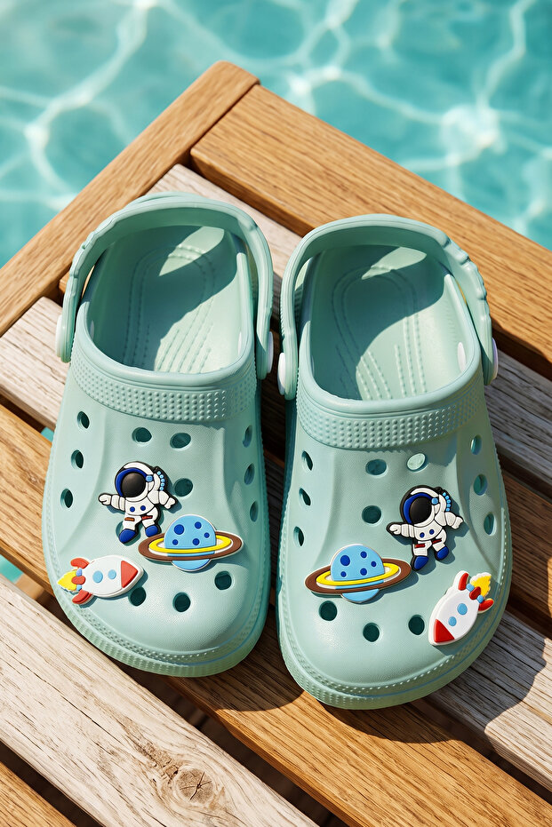Boy's Top Sticker Detail Sandals Slippers 01 Mint