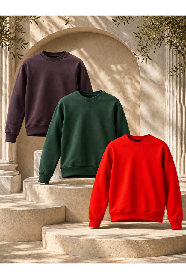 3 Pieces Men's 3 Thread Thick Winter Premium Sweatshirt