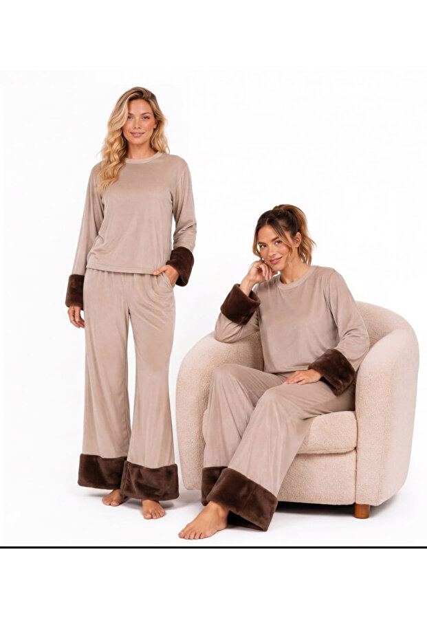 Velvet Plush Sleeve Pajama Set