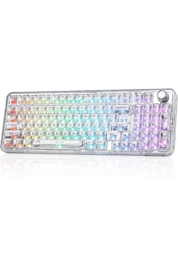 لوحة مفاتيح ميكانيكال لاسلكية للالعاب X98 QMK/VIA مع مقبض ثلاثي الاوضاع بلوتوث 5.0 / USB-C / 2.4 جيج