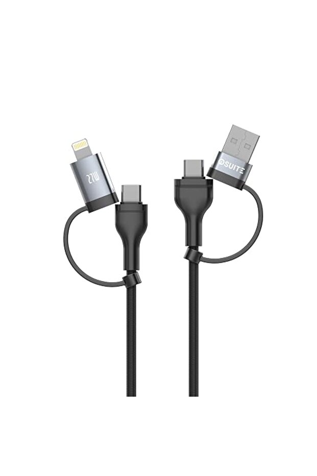 كيبل شحن سريع 4 في 1 USB A/USB-C الى USB-C/لايتنينج متعدد 1.2 متر 60 واط PD للشحن السريع | سلك شاحن