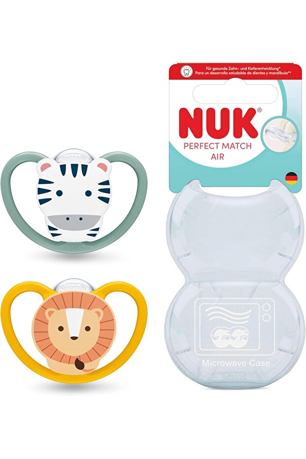 Pm Air 2-Pack Pacifier, 6-18 Months, Zebra/Lion
