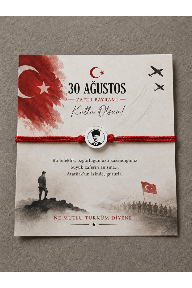 10-Piece Ataturk Themed Bracelet Set with 30 August Victory Day Gift Cards