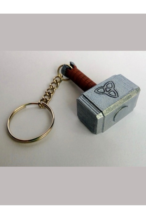 Thor Hammer Mjölnir Keychain – 3D Printed Metallic Look Decorative Keychain