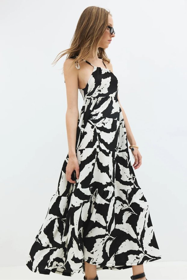 Rochie maxi fluidă cu imprimeu