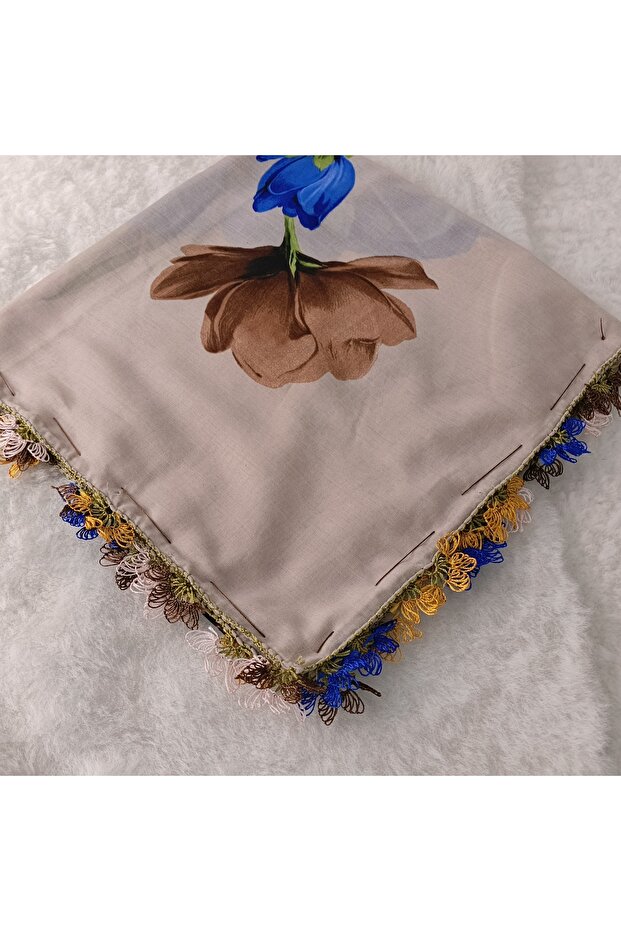 Handmade Needlework Writing, Scarf, Yemeni, Mevlit Cover, Head Cover, 4 Sides Embroidered, 100% Cotton, 100*100cm