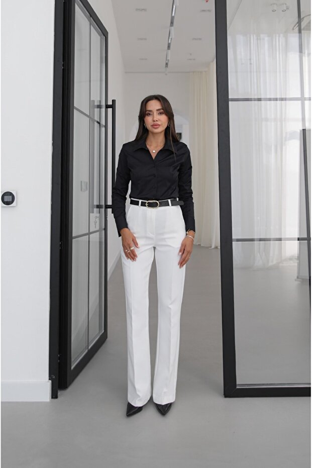 Ecru Raven Belted Spanish Flare Pants