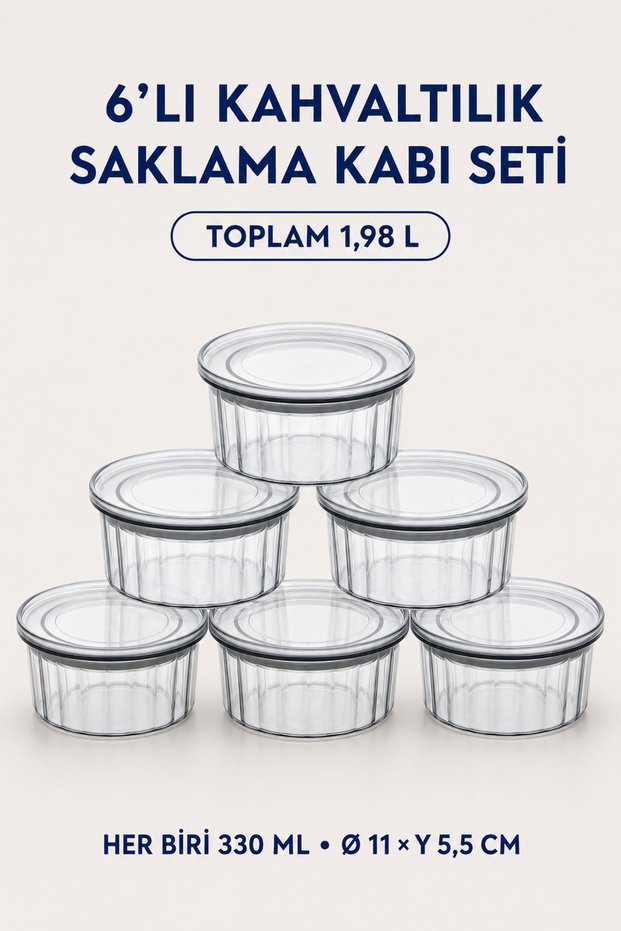 Set of 6 330 ml Breakfast Storage Containers with Lids