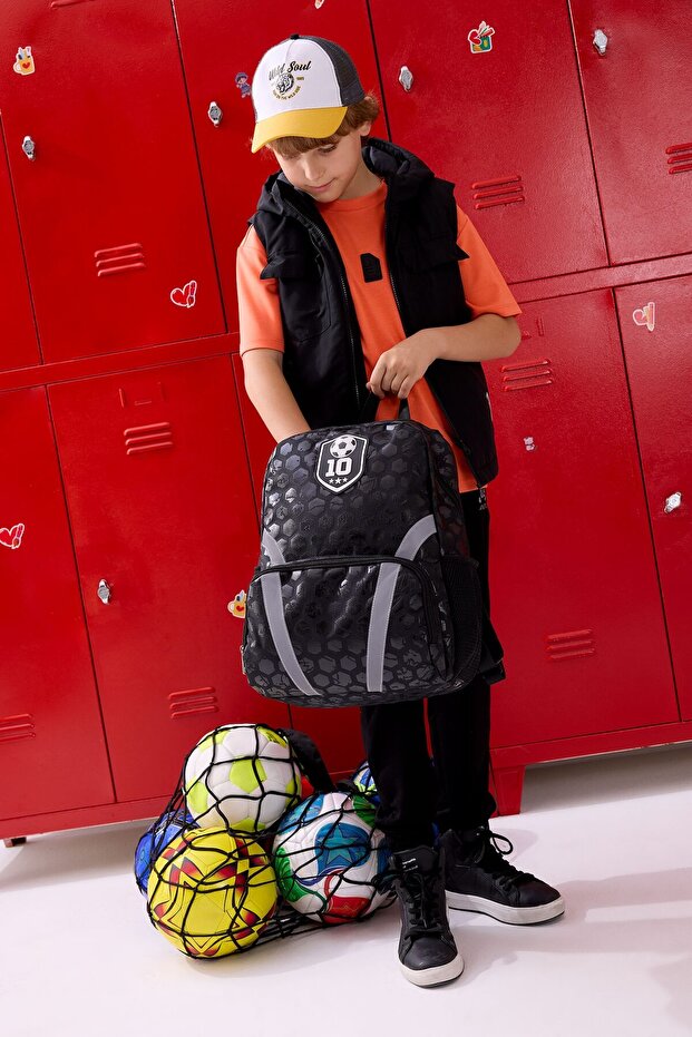 Unisex Football Themed Honeycomb Textured Backpack H9252A8Ns