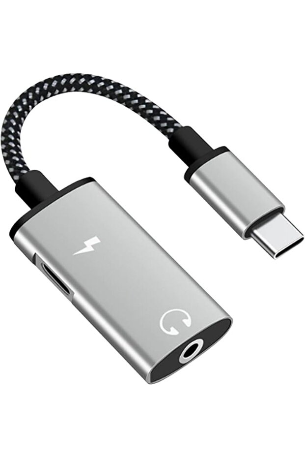 محول مقسم USB C الى صوت AUX 3.5 ملم وPD 60 واط، دونجل سماعة راس نوع سي 2 في 1 مع شريحة محول رقمي تنا