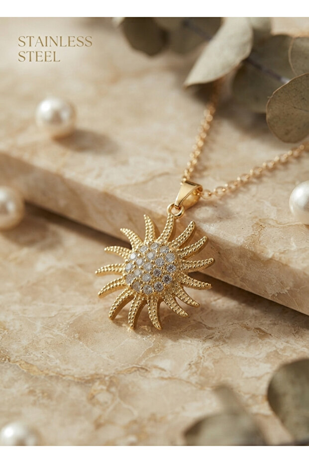 316L Steel Chain Gold Color Sun Model Necklace