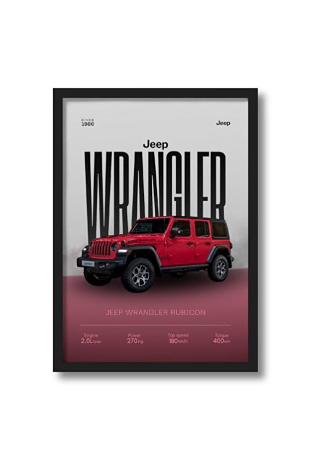 Signtouch Jeep Wrangler Off-Road SUV Garage Car Wall Art Outer Frame 30x40 cm
