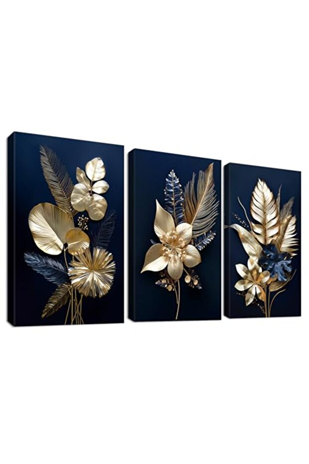 Signtouch Tropical Palm Wrap Framed Canvas Wall Art Set of 3 40x60 cm