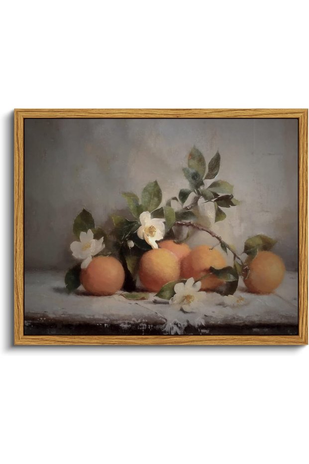 Signtouch Vintage Oranges Still Life Farmhouse Wall Art Outer Frame 30x40 cm