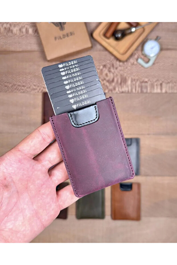 Pull-Out Card Holder Business Card Holder Genuine Leather 2155