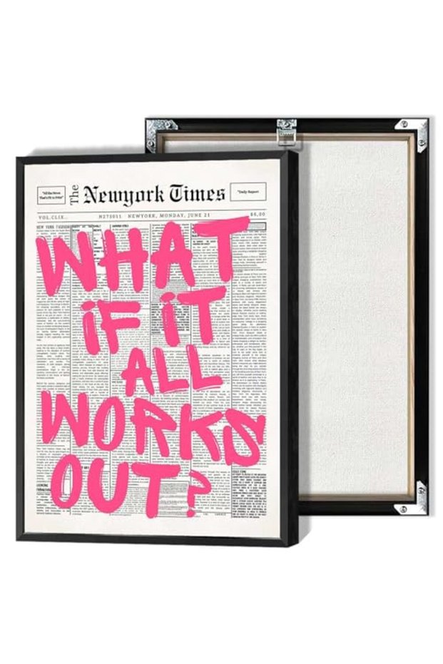 Signtouch What If It All Works Out Newspaper Typography Framed Wall Art 30x40 cm