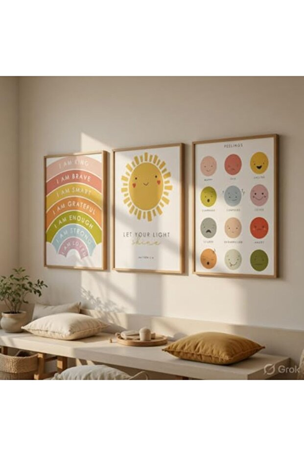 Signtouch Kids Motivational Nursery Wall Art 3-Piece Outer Frame 30x40 cm