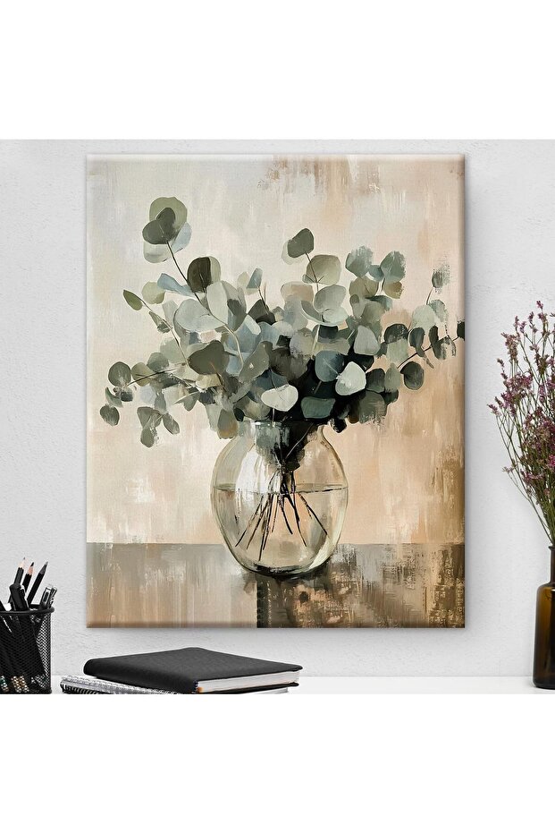 Signtouch Eucalyptus Mason Jar Botanical Minimalist Unframed Wall Art 40x60 cm