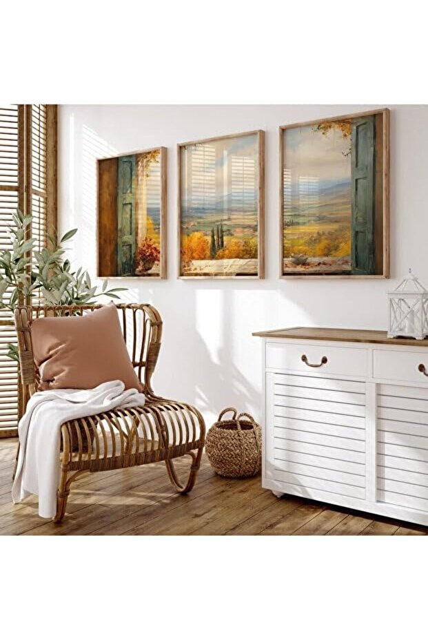 ALAYRA Bedroom Framed Wall Art Set of 3 60x80 cm