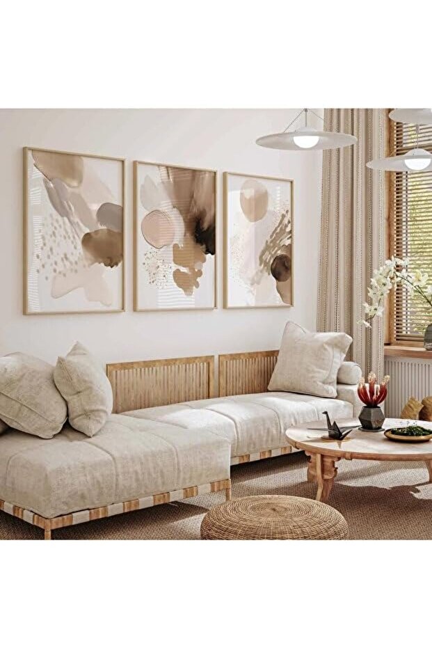 Signtouch Soft Abstract Lines Framed Wall Art Set of 3 30x40 cm